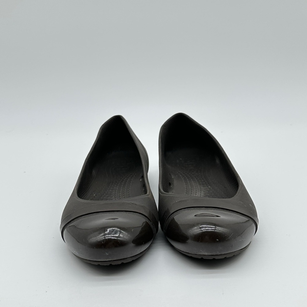 Crocs Ballet Flats Womens Size 8 Brown Cap Toe Comfort Casual Slip On Shoes - Picture 4 of 10